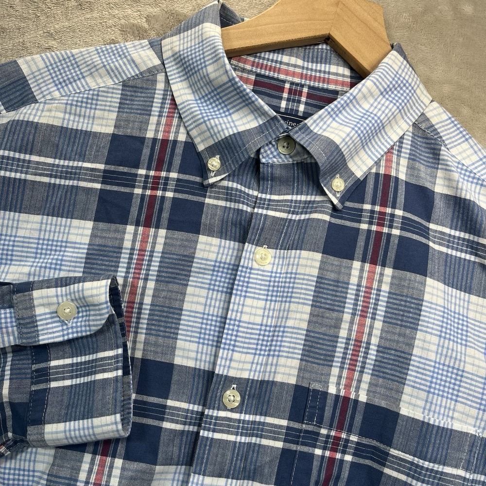 Vineyard Vines Shirt Classic Fit Mens M Plaid Button Up‎ Pocket Blue